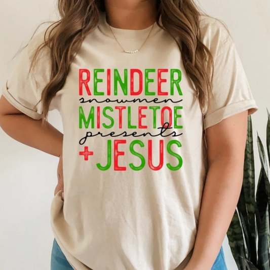 Reindeer, Snowmen, Mistletoe, Presents And Jesus