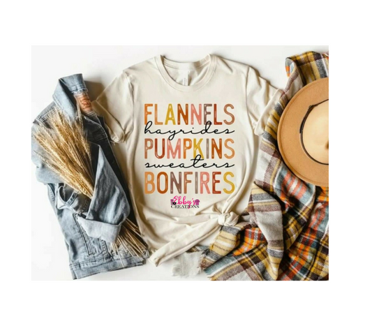 Flannels Hayrides Pumpkins Sweaters Bonfires